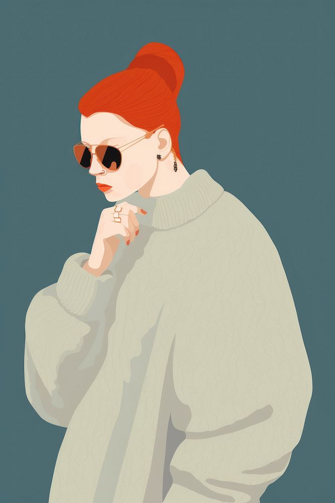 Lady with red hair portrait cartoon adult.