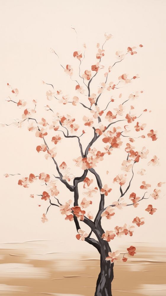 Sakura tree art painting blossom. AI generated Image by rawpixel.