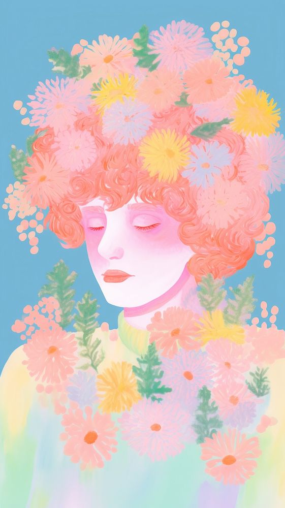  Woman with flowers painting plant art. AI generated Image by rawpixel.