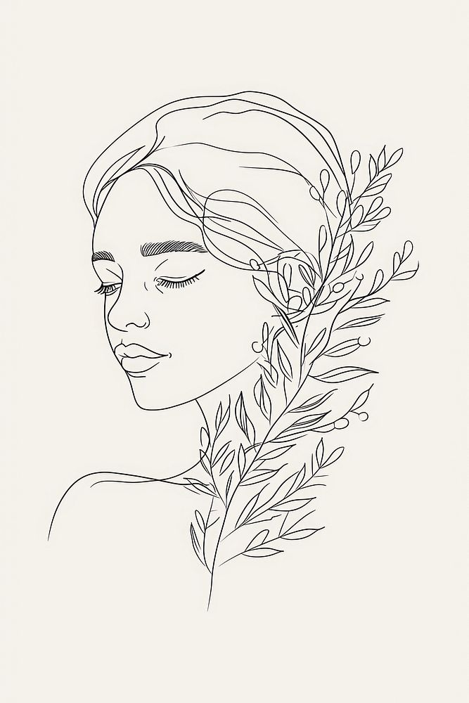 Simple line art woman drawing | Free Photo Illustration - rawpixel