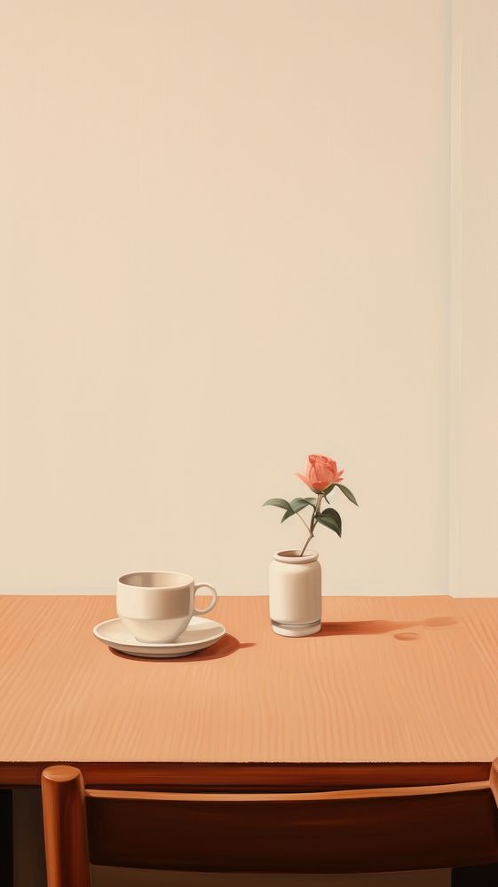 Minimal space coffee tea furniture saucer flower.