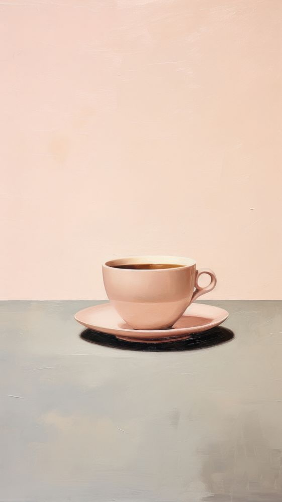 Minimal space coffee tea cup painting saucer.