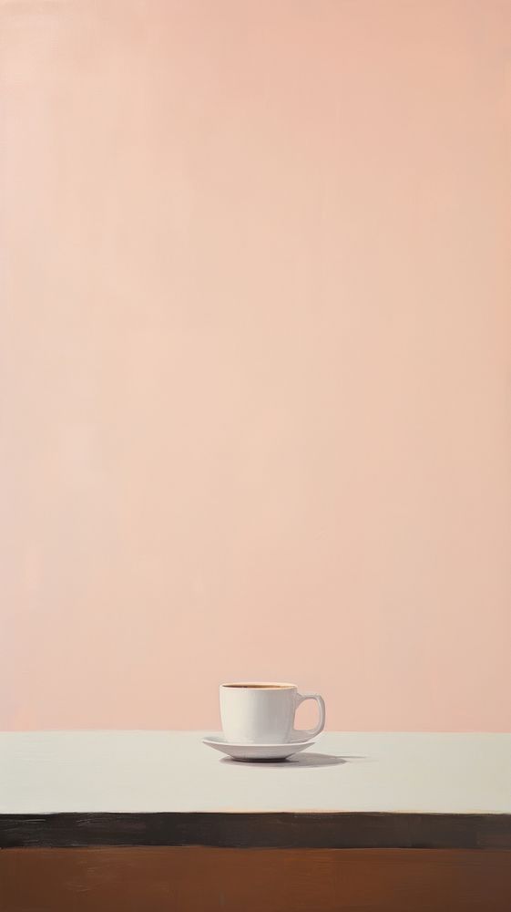 Minimal space coffee tea painting saucer cup.