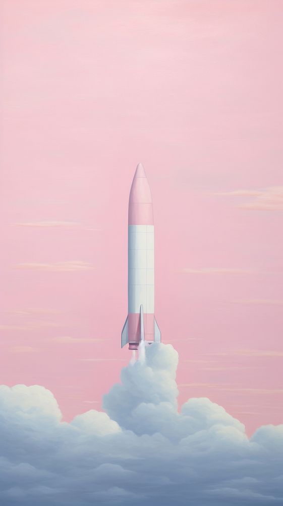 Minimal space cute rocket missile sky spacecraft.