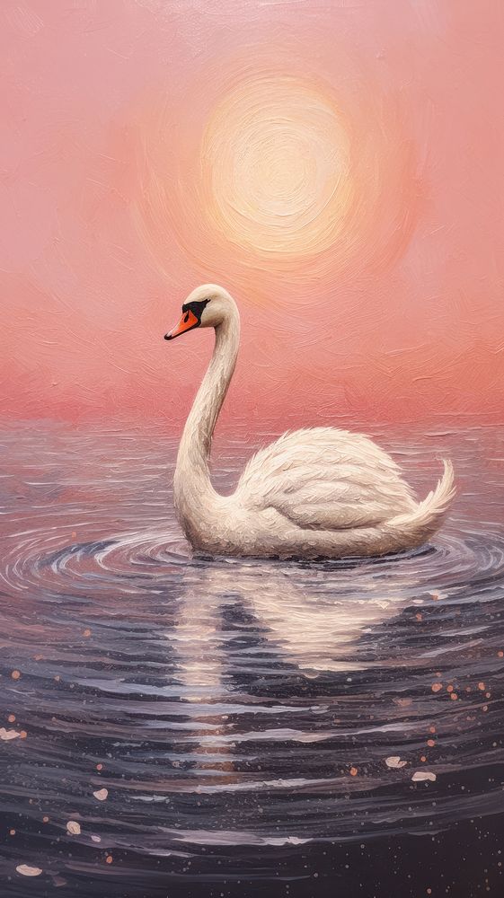 Minimal space cute swan outdoors painting animal.