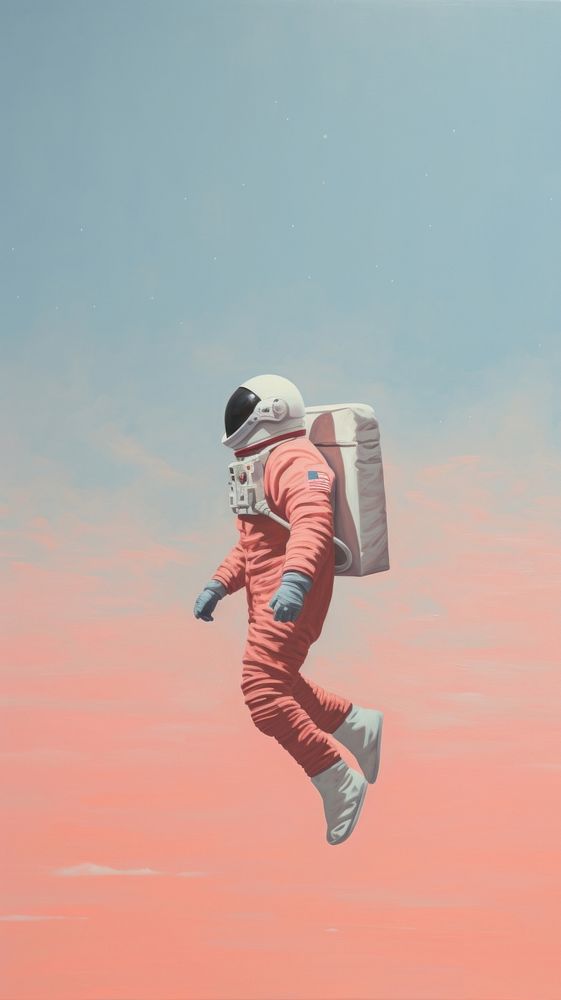Minimal space astronaut adventure recreation parachute.