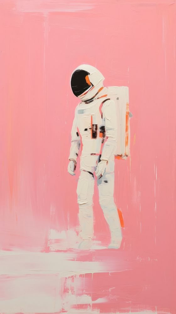 Minimal space astronaut painting adult pink.
