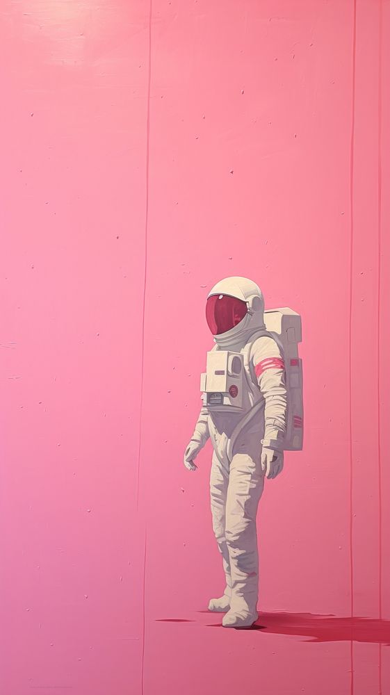 Minimal space astronaut cartoon pink architecture.