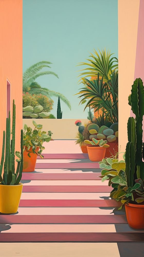 Minimal space beautiful garden painting outdoors plant.