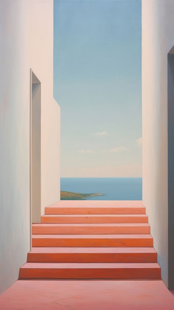 Minimal space beautiful spring painting architecture staircase.
