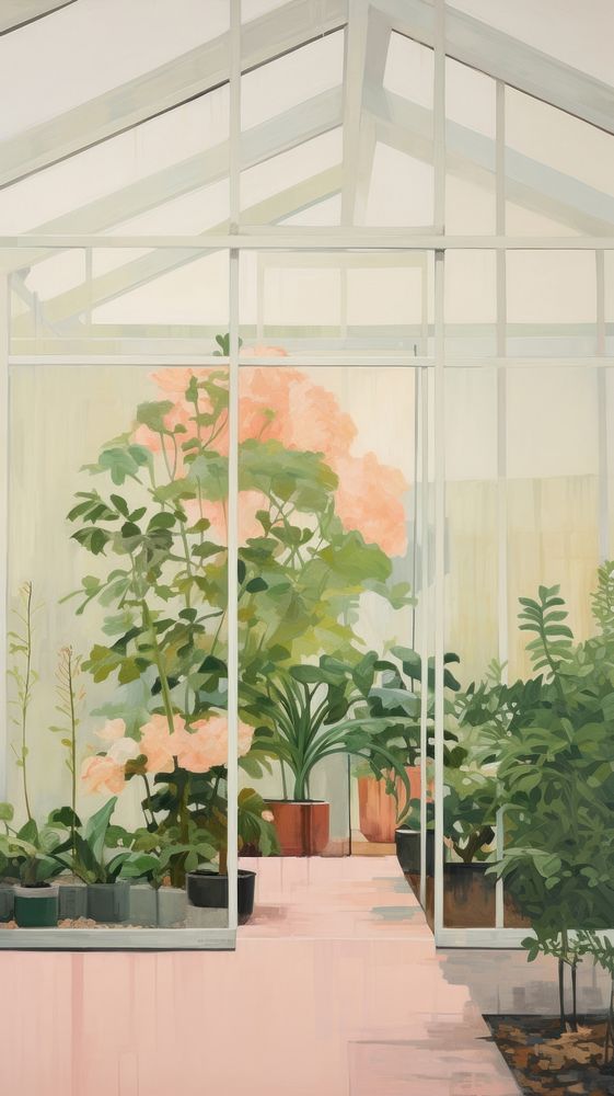 Minimal space garden greenhouse painting plant.