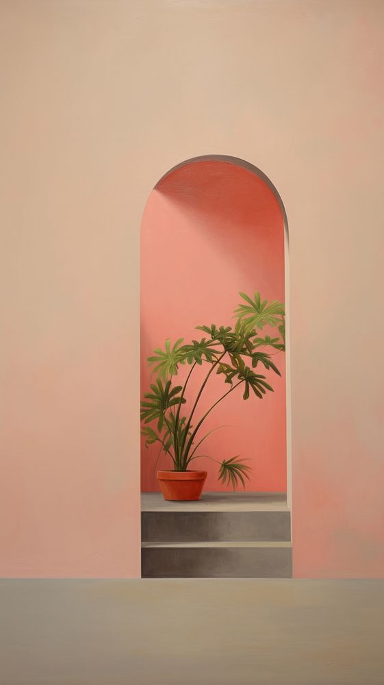Minimal space garden painting architecture plant.