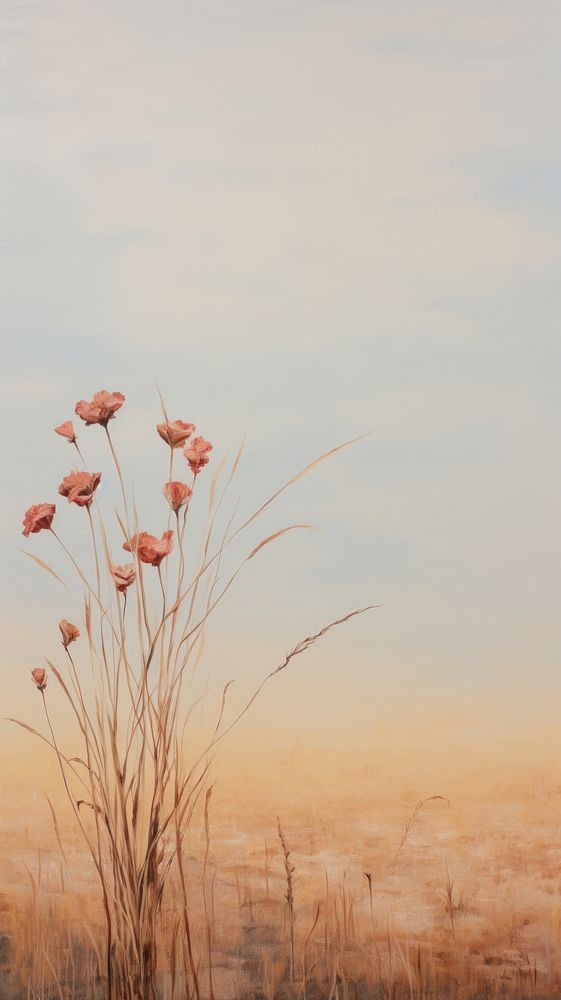Minimal space dried flower outdoors painting nature.