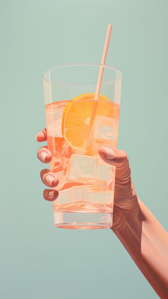 Minimal space summer drink cocktail painting.