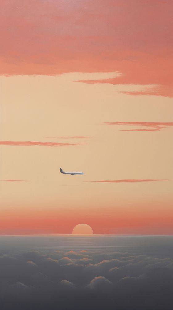 Minimal space sunset sky airplane aircraft outdoors.