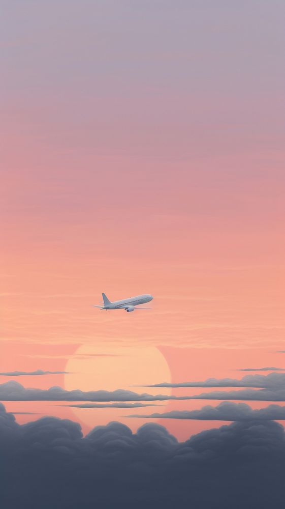 Minimal space sunset sky airplane aircraft airliner.