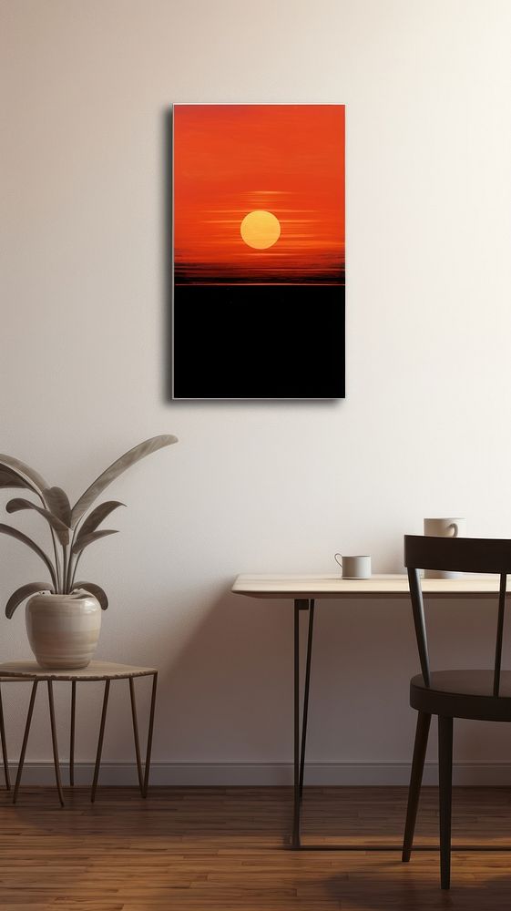 Minimal space sunset sky painting furniture art.