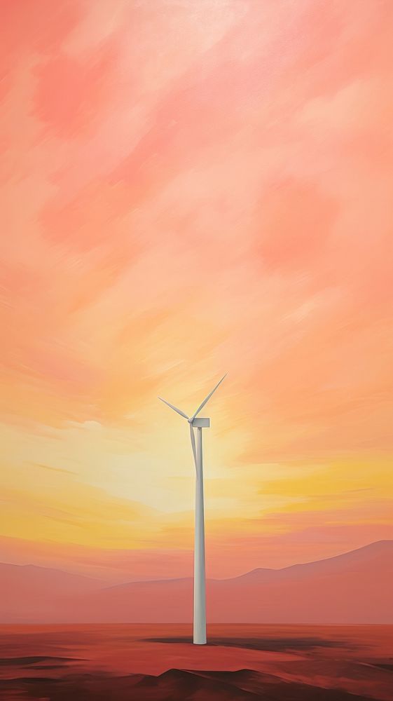 Minimal space sunset sky turbine windmill outdoors.