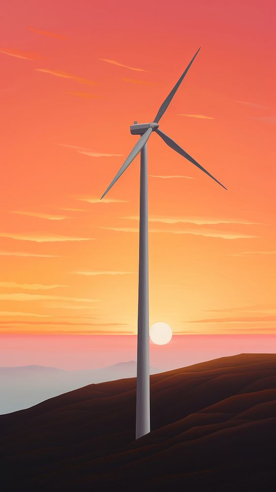 Minimal space sunset sky turbine windmill outdoors.