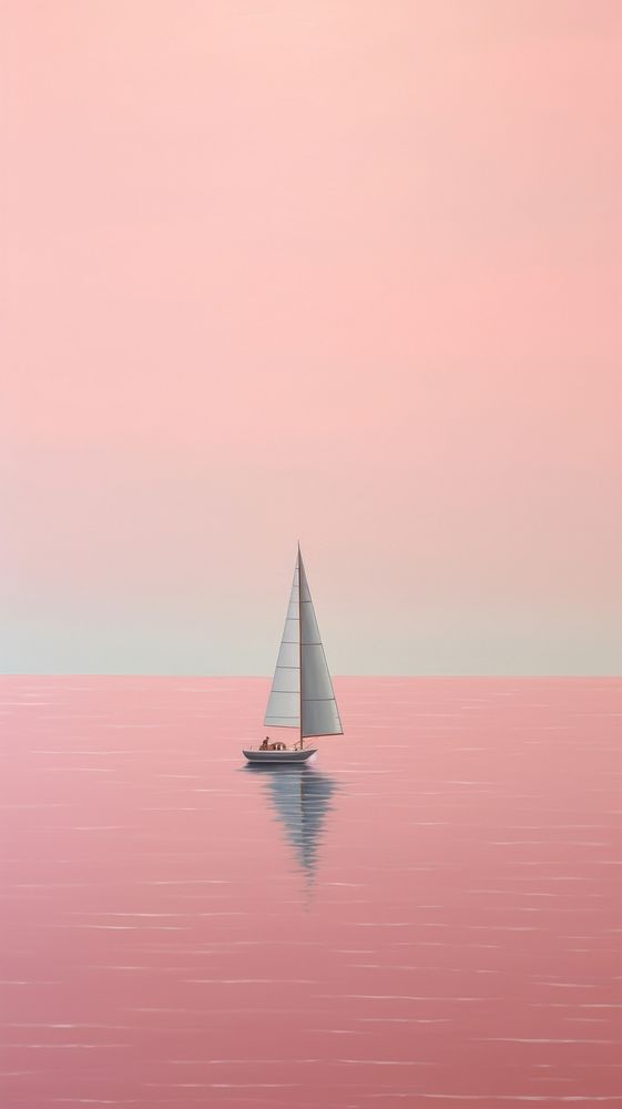 Minimal space pink sea watercraft sailboat outdoors.