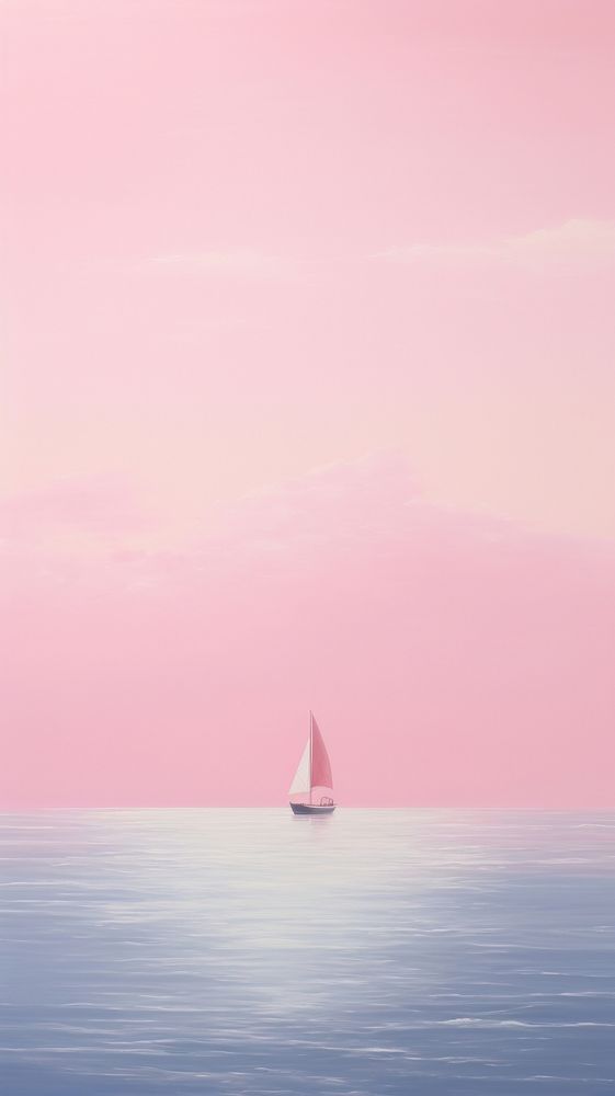Minimal space pink sea watercraft sailboat outdoors.