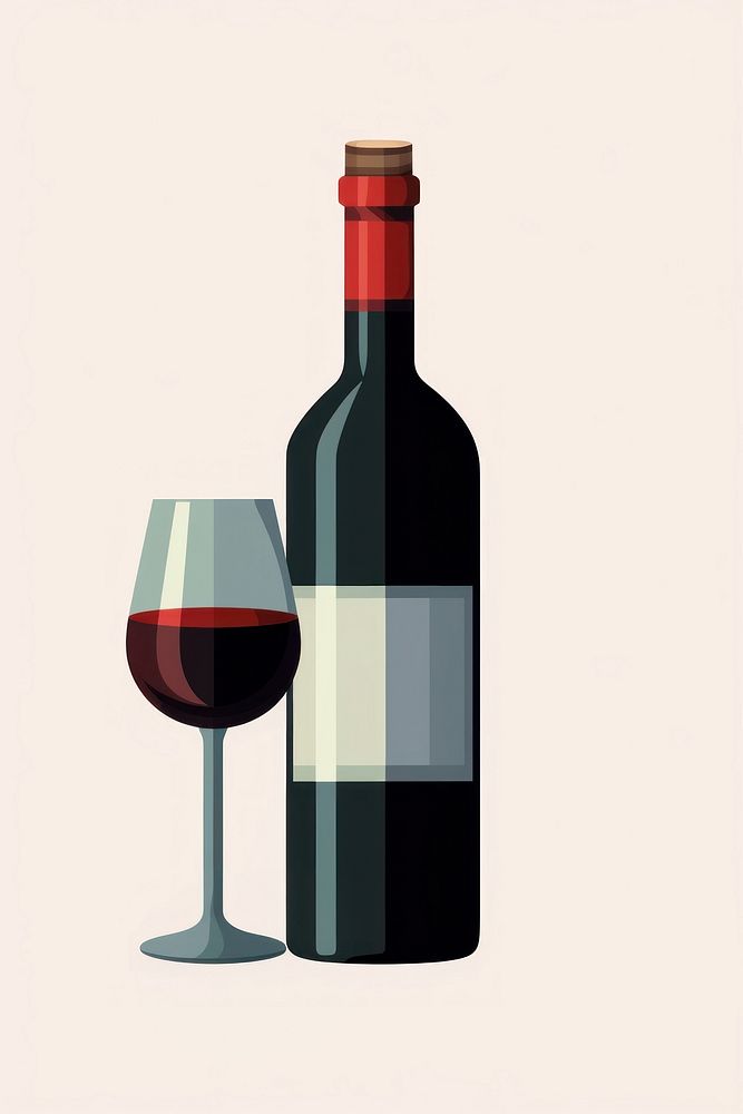 A bottle of wine glass drink refreshment. AI generated Image by rawpixel.