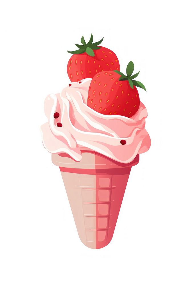 An icecream topped with strawberry dessert fruit plant. AI generated Image by rawpixel.