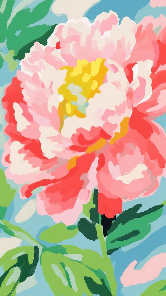  Colorful peony painting art backgrounds. AI generated Image by rawpixel.