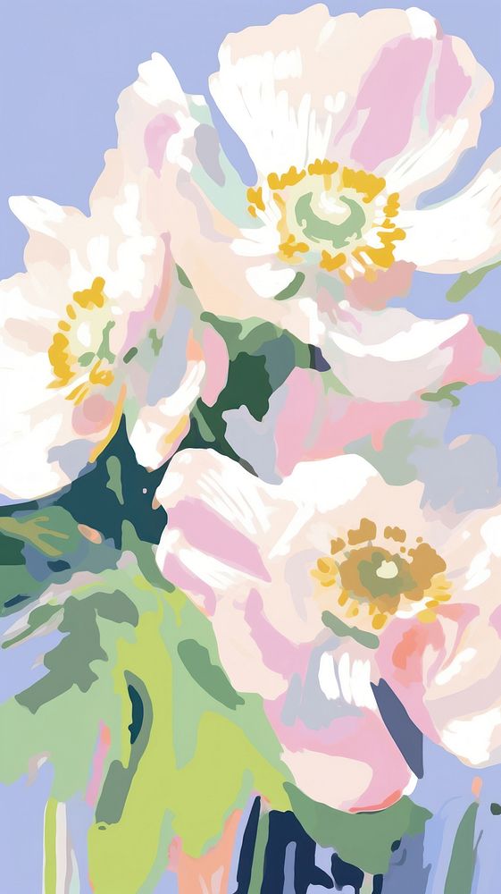  Anemone painting backgrounds blossom. AI generated Image by rawpixel.