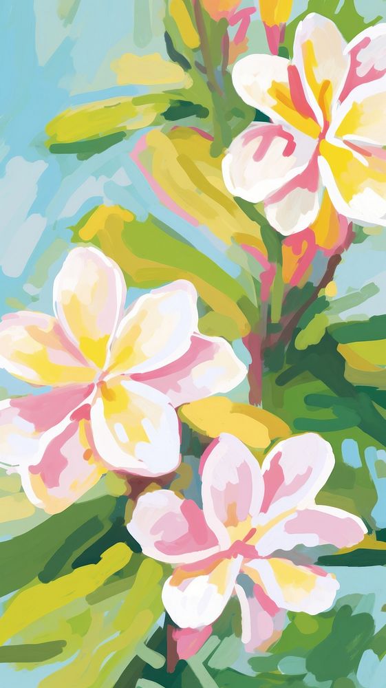  Frangipani flowers painting backgrounds abstract. AI generated Image by rawpixel.
