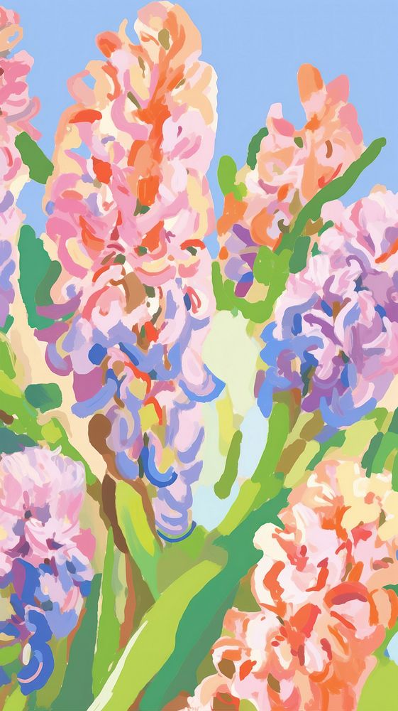 Hyacinth flowers painting backgrounds blossom. AI generated Image by rawpixel.