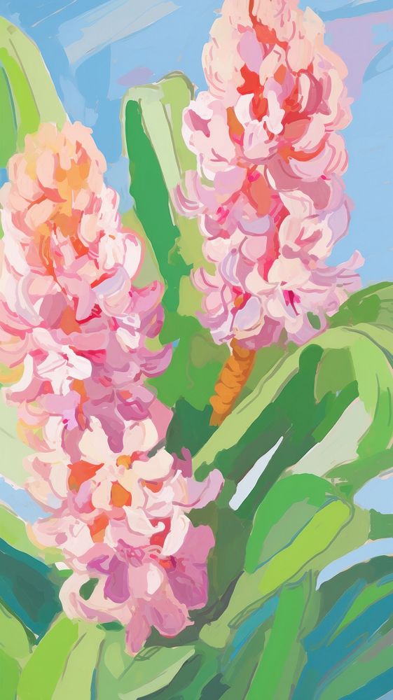  Hyacinth flowers painting art backgrounds. AI generated Image by rawpixel.