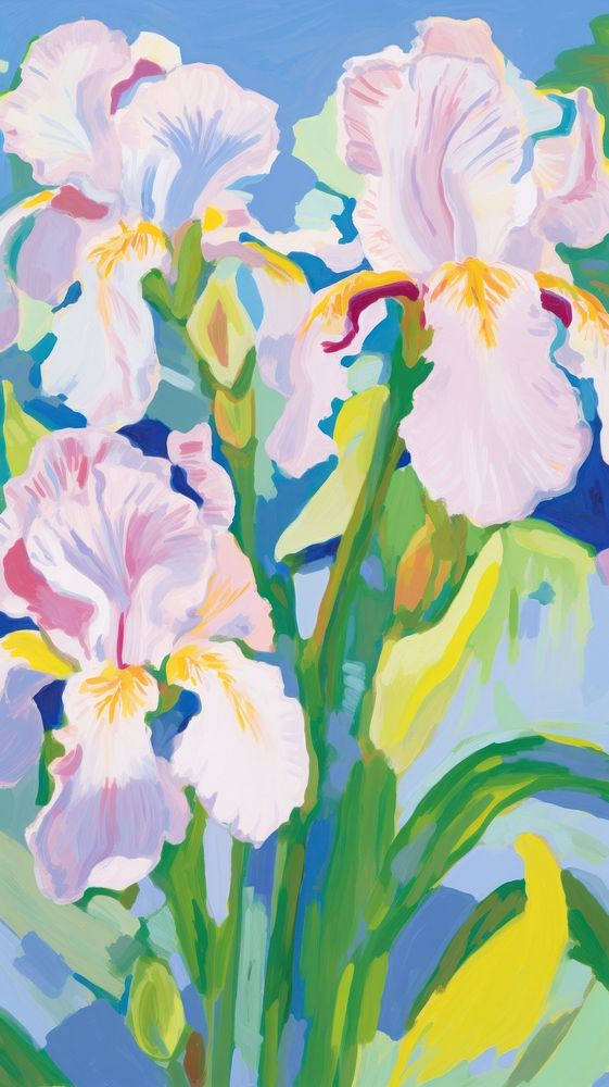  Iris flowers painting art backgrounds. AI generated Image by rawpixel.