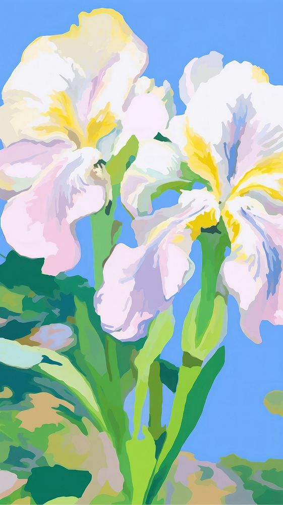  Iris flowers painting backgrounds blossom. AI generated Image by rawpixel.