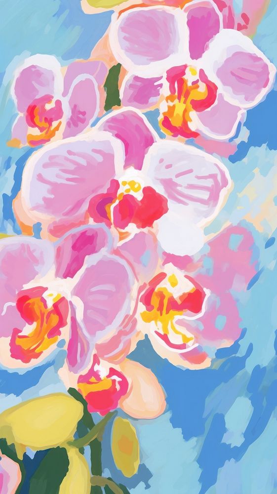  Orchid flowers painting art backgrounds. AI generated Image by rawpixel.