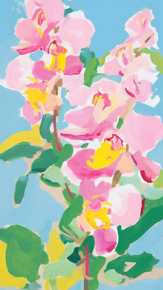  Orchid flowers painting art blossom. AI generated Image by rawpixel.