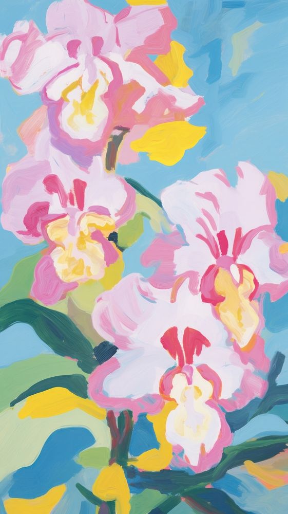  Orchid flowers painting art backgrounds. AI generated Image by rawpixel.