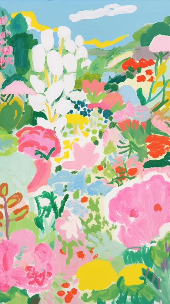  Garden painting art backgrounds. AI generated Image by rawpixel.