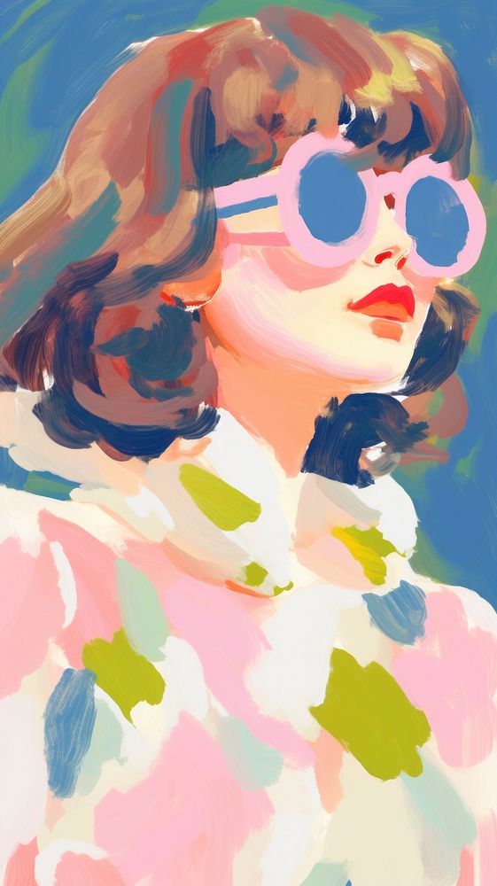 Woman wearing sunglasses painting art backgrounds. 