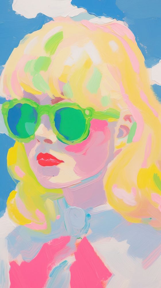  Woman wearing sunglasses painting art backgrounds. AI generated Image by rawpixel.