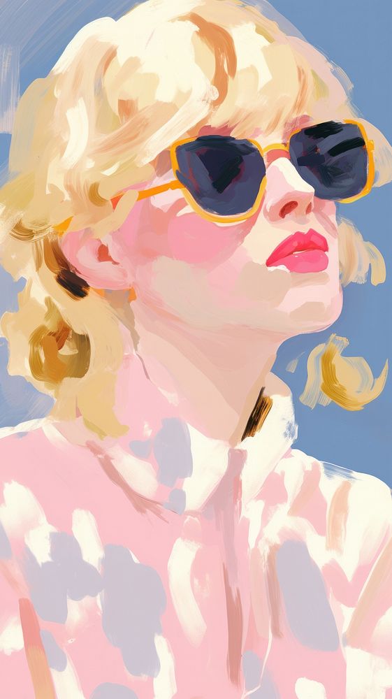  Woman wearing sunglasses painting art portrait. AI generated Image by rawpixel.