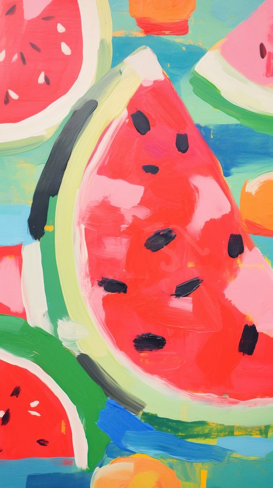  Watermelon backgrounds painting fruit. AI generated Image by rawpixel.