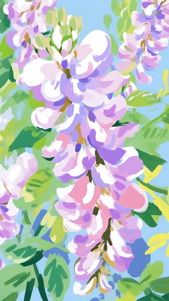  Wisteria flowers backgrounds painting blossom. AI generated Image by rawpixel.