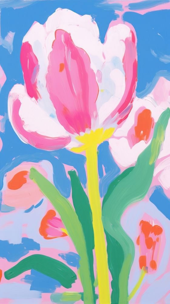  Tulip painting art backgrounds. AI generated Image by rawpixel.