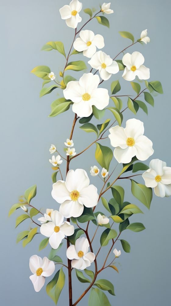  Jasmine flower blossom plant petal. AI generated Image by rawpixel.