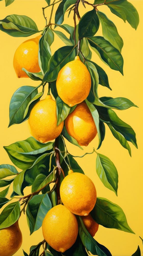  Lemon grapefruit painting plant. AI generated Image by rawpixel.