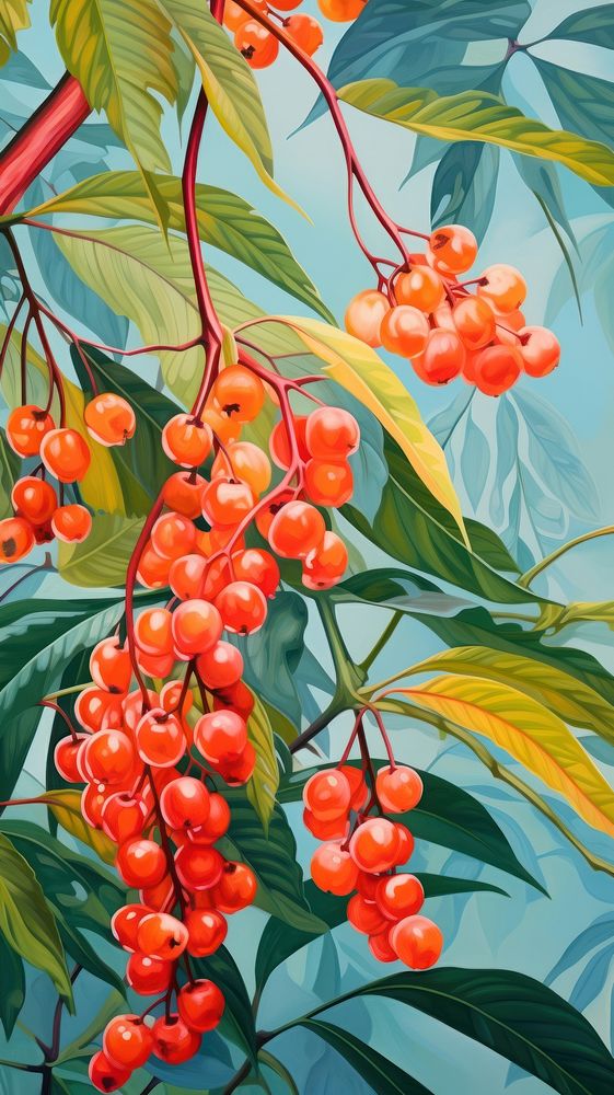  Summer backgrounds painting cherry. AI generated Image by rawpixel.