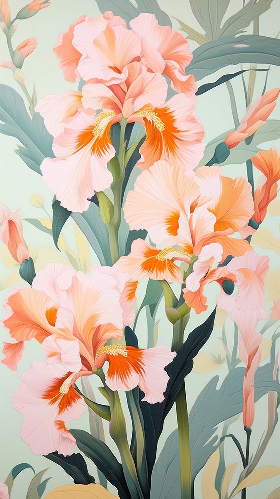  Iris flower painting backgrounds pattern. AI generated Image by rawpixel.