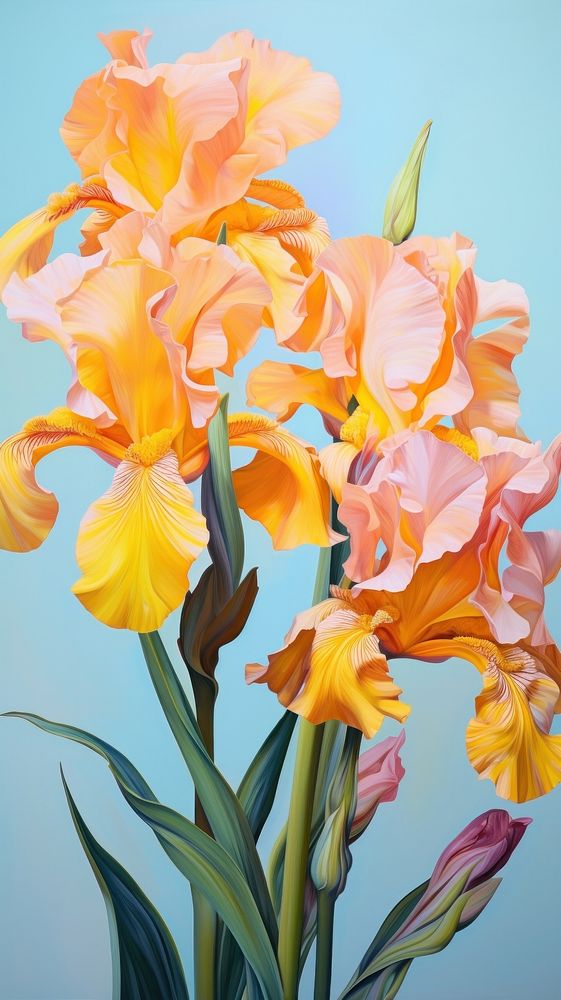  Iris flower painting gladiolus petal. AI generated Image by rawpixel.