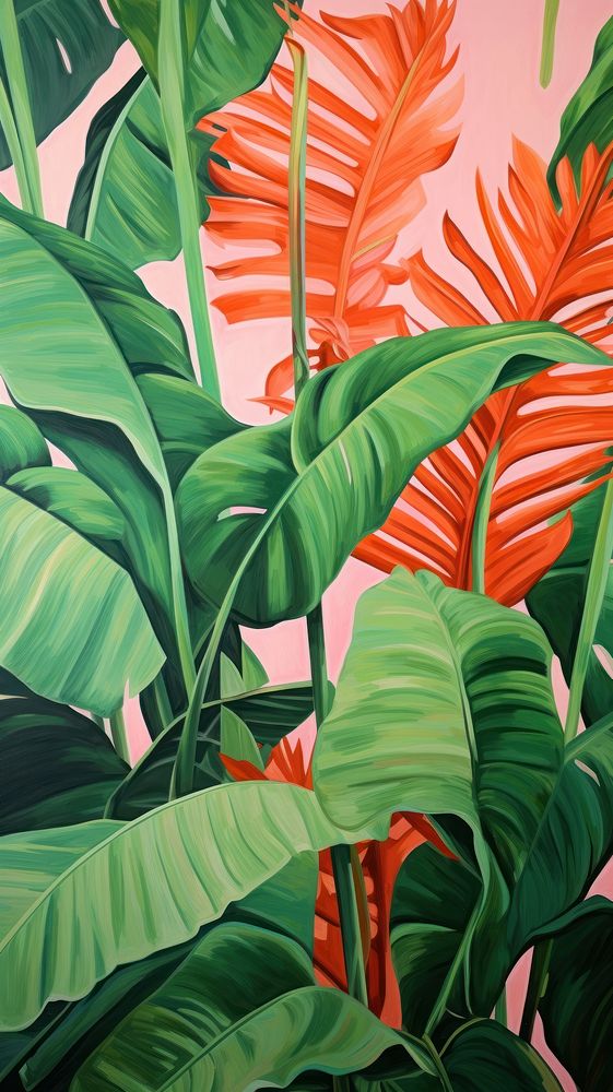  Tropical leaves painting backgrounds tropics. AI generated Image by rawpixel.